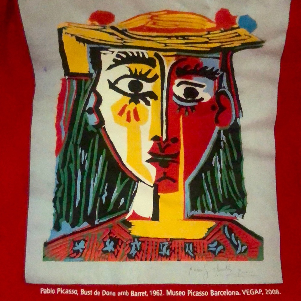 Red Pablo Picasso tshirts Barcelona Picasso museum Bust de dona amb Barrett 1962